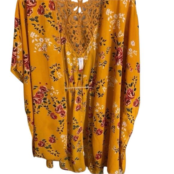 No Boundaries Juniors Golden Floral Kimono Top Size L - Picture 7 of 13